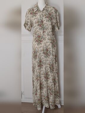 Zara Floral Button-Front Cottagecore Maxi Dress – Size Large